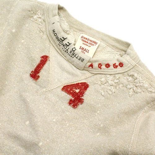 Macro detail of the run number stamped into the lining